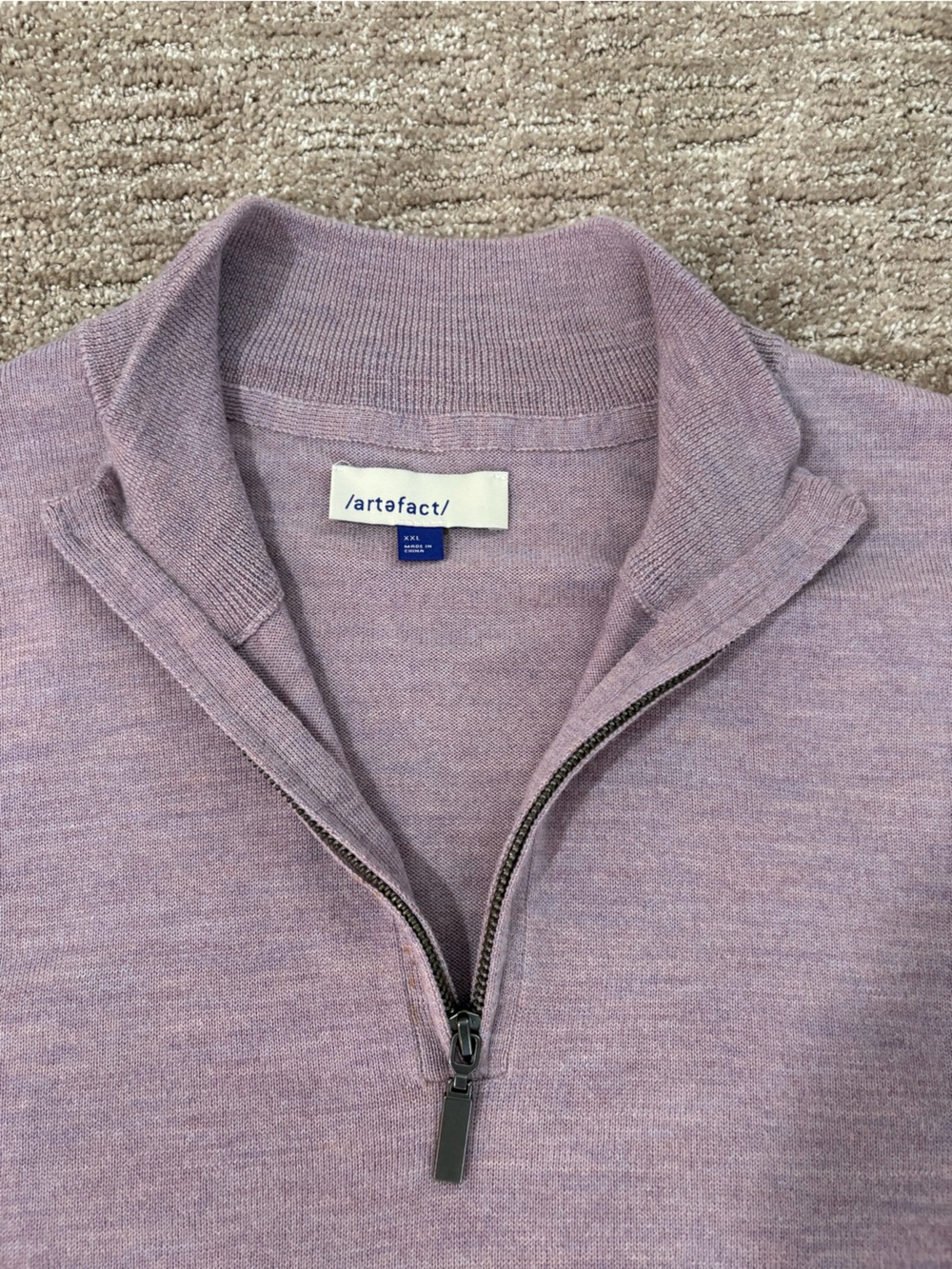 Merino Wool Men's Lavender Quarter-Zip Sweater